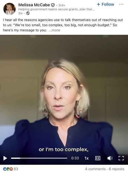 Melissa McCabe video post on grant agencies